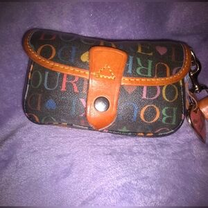 Dooney & Bourke Colorful Logo Print Wristlet